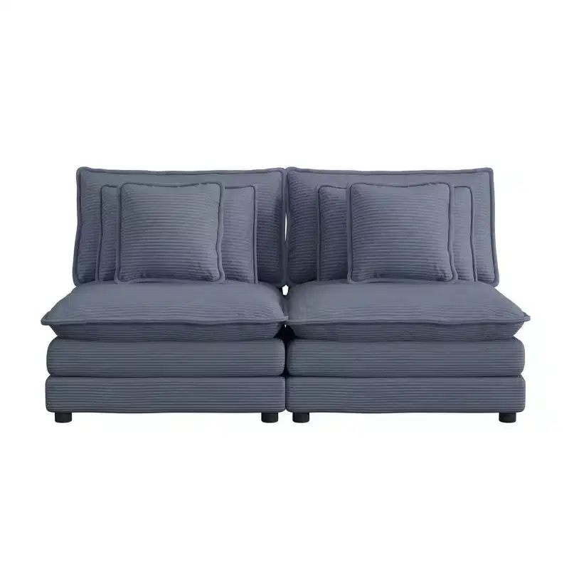 MAYEERTY 70.8 Modern Sofa Modular Sofa Upholstered Corduroy with Four Pillows for Living Room Blue