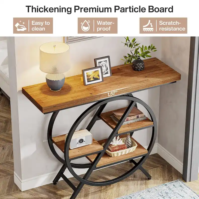 39.4-Inch Console Table, 4- Tier Industrial Entryway Table