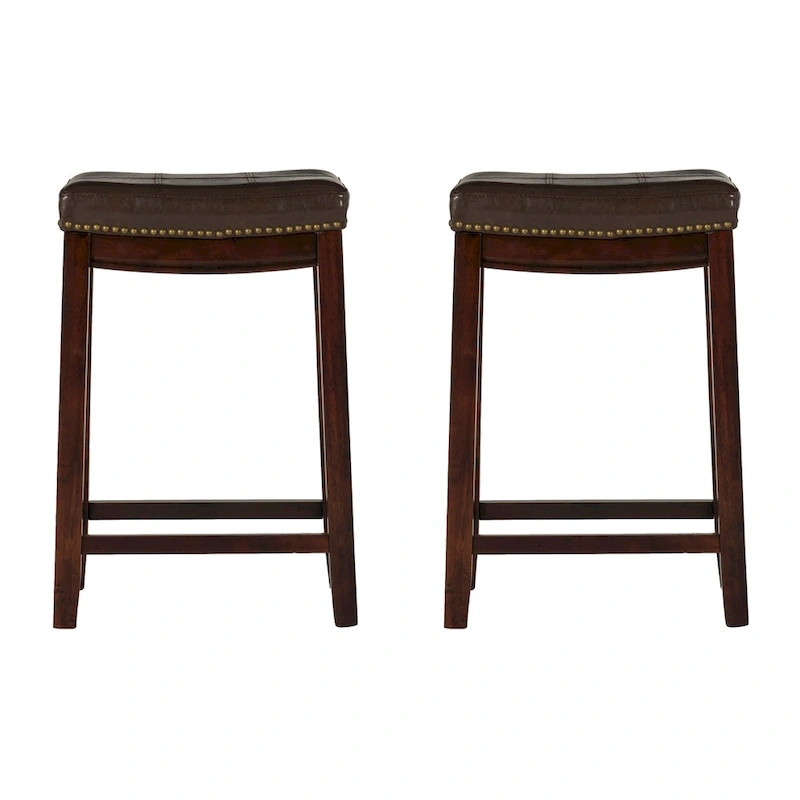 Linon Willamette Faux Leather Bar Stool (Set of 2) - Counter Height
