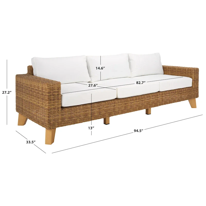 Safavieh Couture Margarita Wicker Patio Sofa - 95Wx34Dx27H