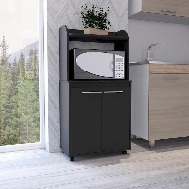 Modern Kitchen Cabinet Microwave Cart with 1 Shelf and 2 Doors