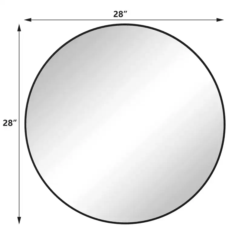 28 Wall Mounted Black Circular Mirror Metal Framed Mirror