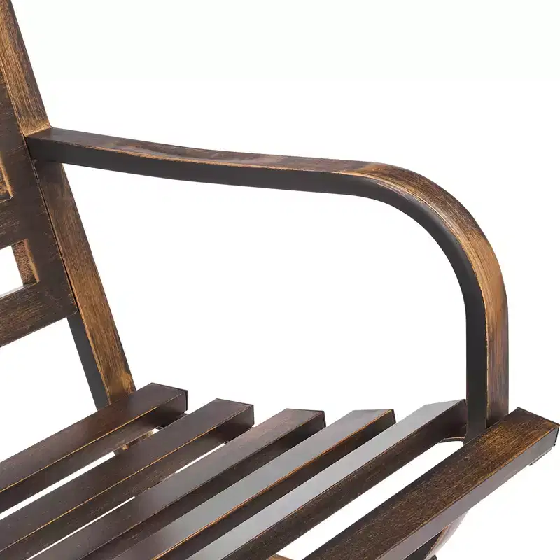 GDFStudio Rashid Modern Metal Patio Bench with Armrests and Slatted Backrest