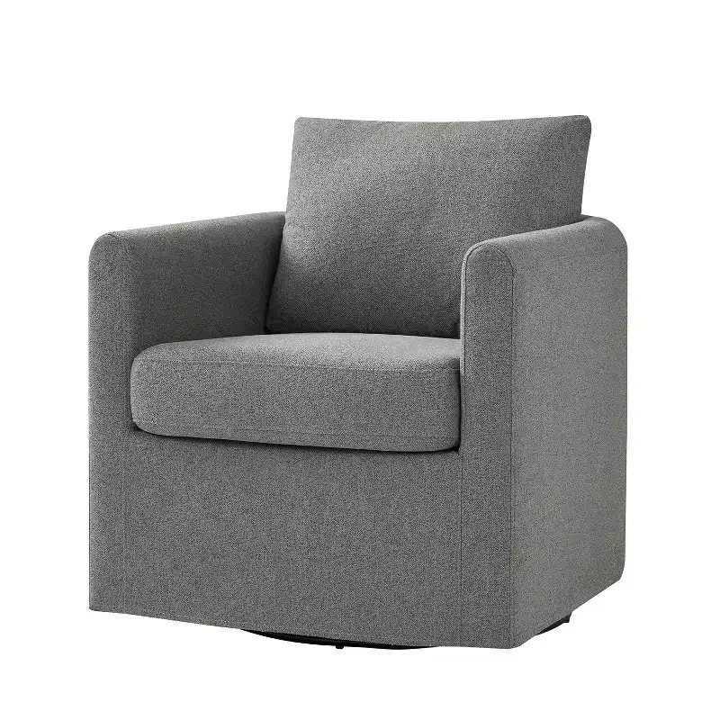 Bernhard Slipcovered Swivel Chair with textured fabric and flared armrests| HULALA HOME