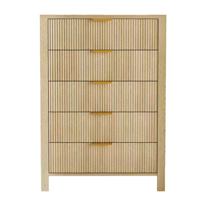 Slim Dresser for Small Spaces,Fluted 5 Drawer Dresse for Bedroom Apartment,
