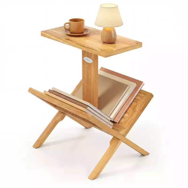 Costway 2-Tier Bookshelf Small Bookcase w/ Teak Wood Frame & Anti-Slip Foot Mats