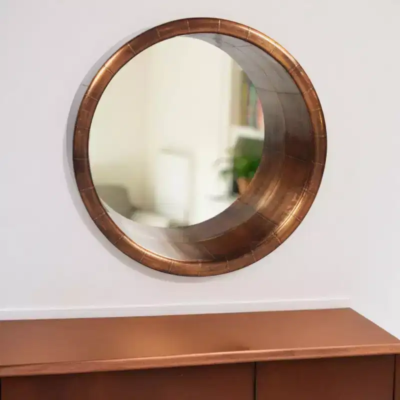 21 Copper Round Metal Framed Accent Mirror