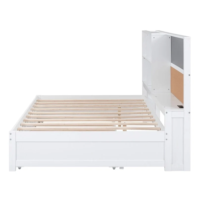 Full Pine Daybed with Blackboard, USB & Trundle