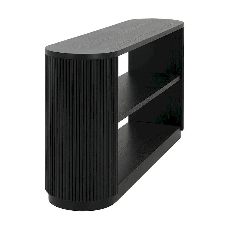 Console Table with Open Shelves and Fluted Wood Veneer