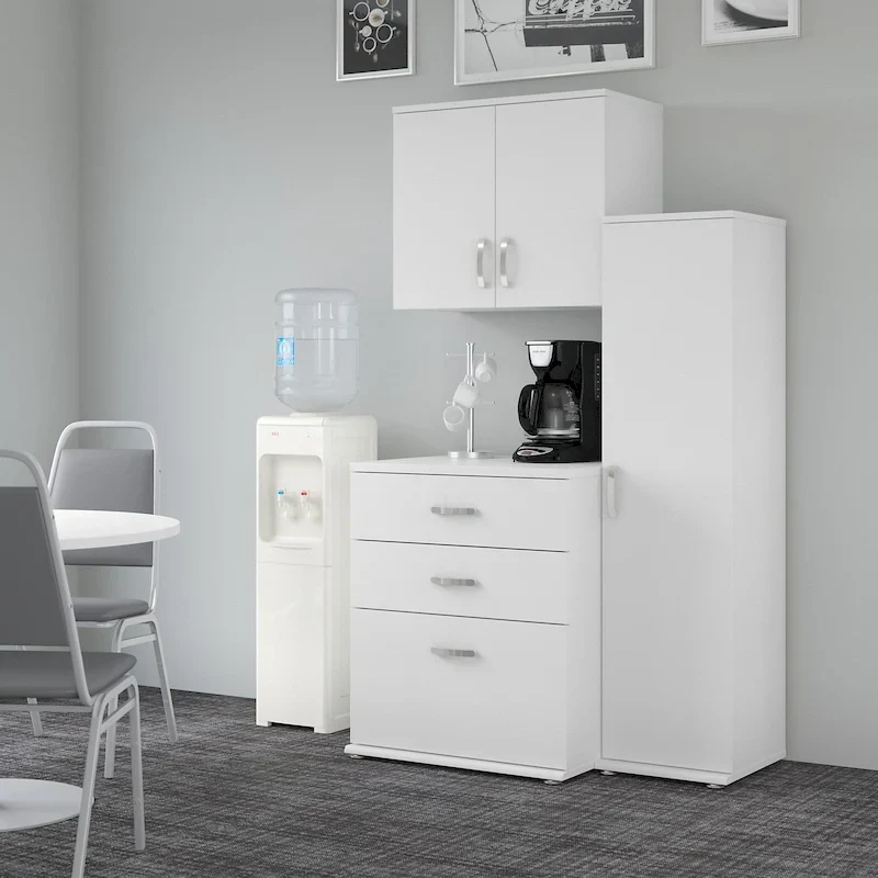 44W 3-Piece Modular Office Storage Set with Shelves and Cabinets, Modern Home Office Organizer