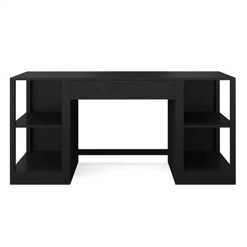 Martha Stewart Kayden Home Office Modular Single-Drawer Desk with Dual 2 Tier Shelves