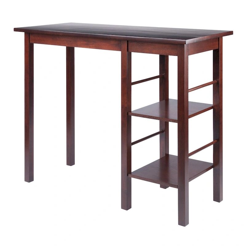 Egan Breakfast Kitchen Island with Shelves, Walnut - 45W x 19.7D x 36.2H