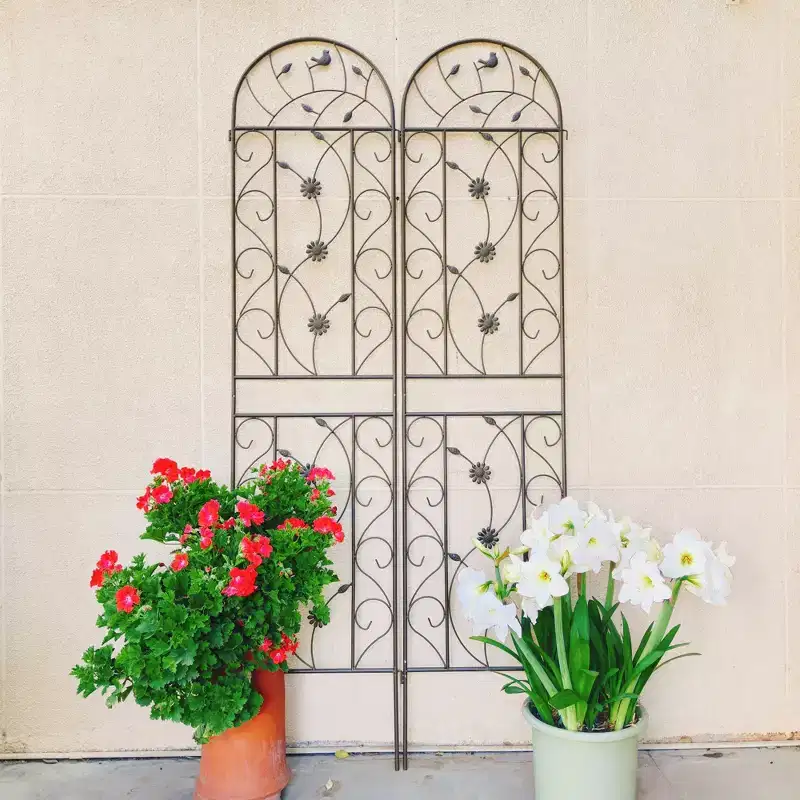MAYEERTY 2-Pack 86.7x19.7in Metal Garden Trellis - Rustproof, Brown, for Outdoor Climbing Plants & Flowers
