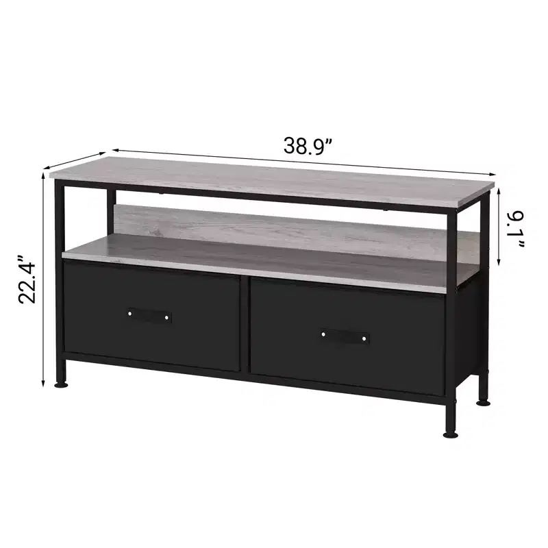COZONY 55 Inch Rustic TV Stand, Industrial TV Console Table with 3-Tier Storage Shelves & 2 Drawers, for Flat & Curved TVs, Media Storage Center