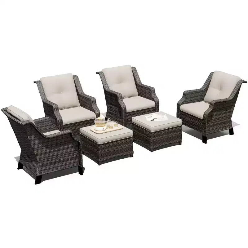 UPTIOT Modular 4-Chair Set with 2 Ottomans