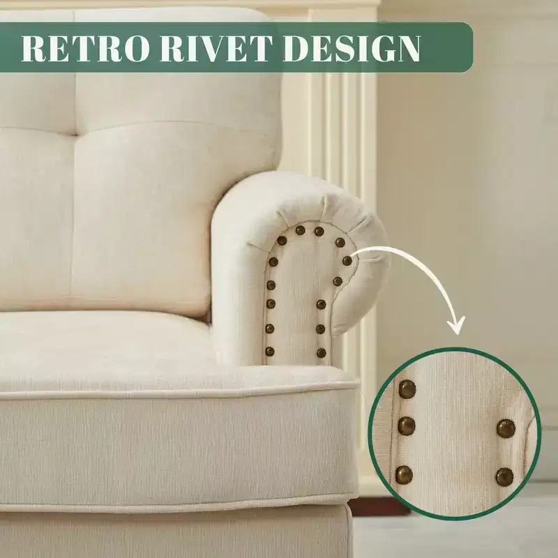 Chenille Upholstered Pull Point Accent Chair, Sofa Armrest Chair for Living Room, Bedroom, Office