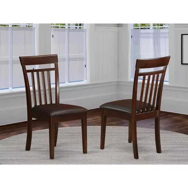 Modern Slat Back Dining Chair Mahogany Wood Seat