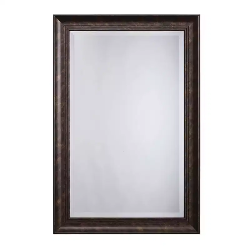 Yosemite Home Decor Decorative Wall Mirror with Beveled Edge Tan : 24x36 Modern Rectangular, No Assembly Required