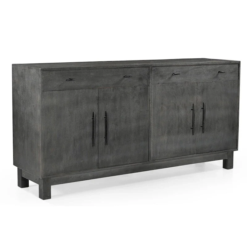 Solid Wood 4 Door Sideboard - Gray - N/A