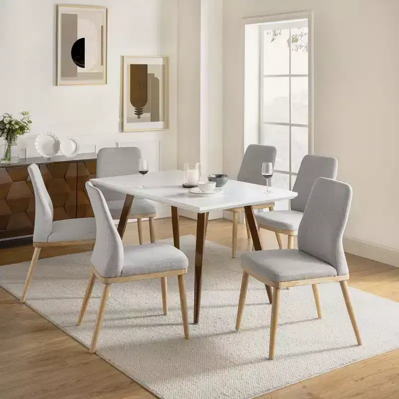 Emilia Mid-century Modern Upholstered Dining Chair Set of 6|ARTFUL LIVING DESIGNS-GREY