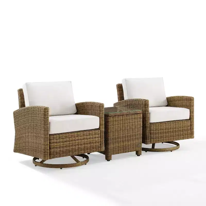 3pc Bradenton Outdoor Steel Swivel Rocking Chairs - Crosley