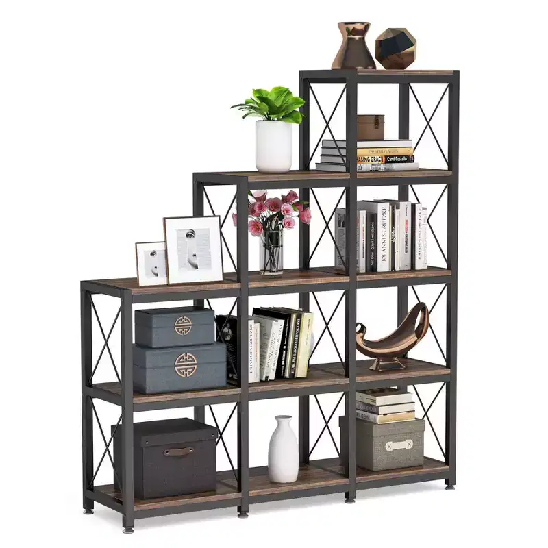 51.5" 12 Shelf Corner Bookcase for Home Office Brown