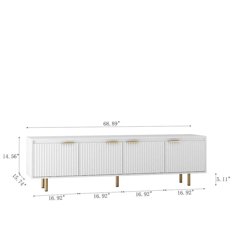 Modern Wood LED TV Stand with 4 Doors for 80 Inch TV