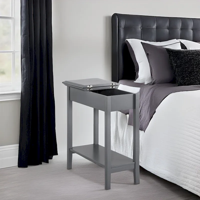 Stylish Slim End Table, Narrow Nightstand, and Skinny Bedside Table