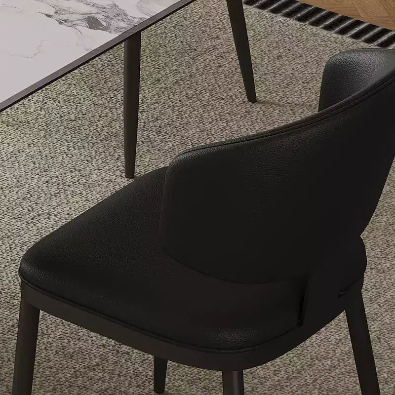 MAYEERTY Dining Chairs Set of 2, Modern PU Leather Metal Dining Chairs with Ergonomic Curved Backrest, for Dining Room, Cafe, Office