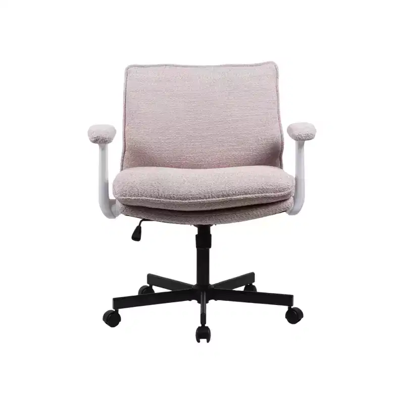 Criss-Cross Desk Chair: Wide Seat, Flip Arms & Wheels | Upholstered Vanity/Home Office Swivel