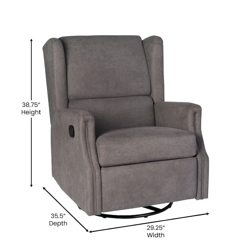 Wingback Upholstered Manual Recline Rocking Swivel Glider Chair