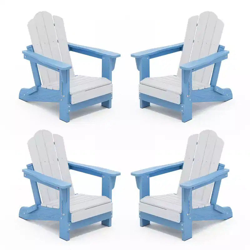 Hyleory Kids Foldable Adirondack Chair Set, 4-Piece  Durable HDPE Outdoor Chairs for Children