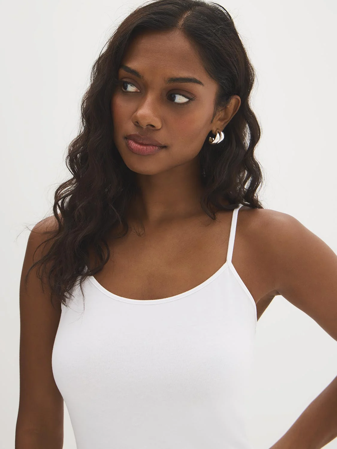 Cotton-Blend Scoop Neck Tank Top
