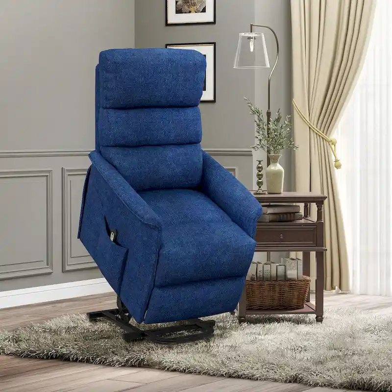 HOMCOM Power Lift Recliner Chair for Elderly, Easy Assembly, Fabric Lift Chair with Remote Control, Side Pockets for Living Room
