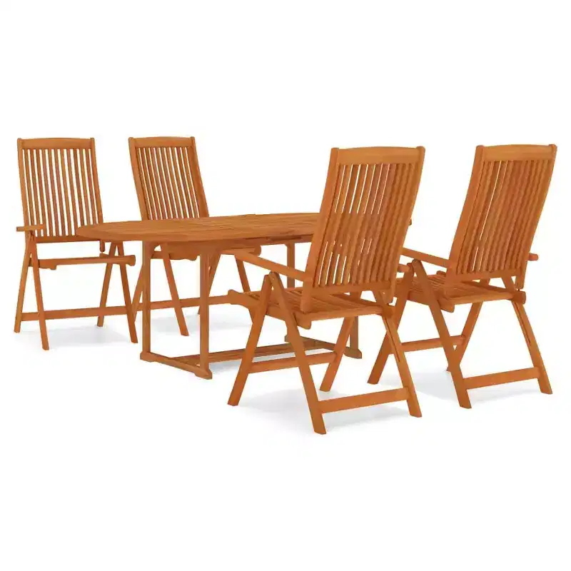 vidaXL Patio Dining Set Outdoor Extendable Table and Chair Solid Eucalyptus Wood