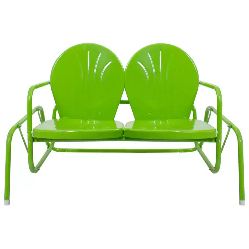 Northlight 48.25 Outdoor Retro Metal Tulip Double Glider Patio Chair, Lime Green