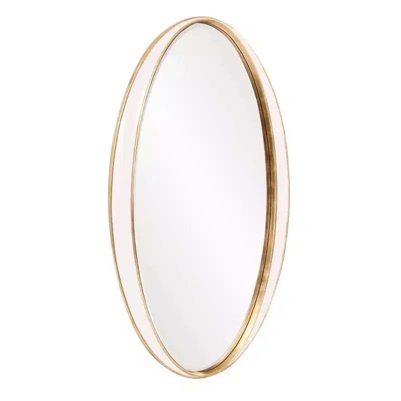 Howard Elliott 49"x28" Oval Decorative Rania Wall Mirror White/Gold