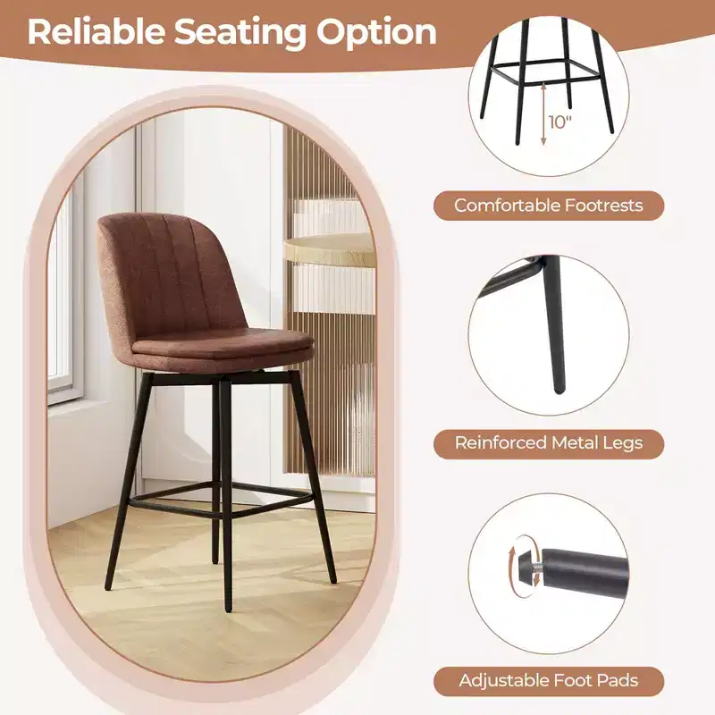 Costway 27 Inch Swivel Bar Stool Set of 2/4 with Padded Seat Metal Legs & Footrest