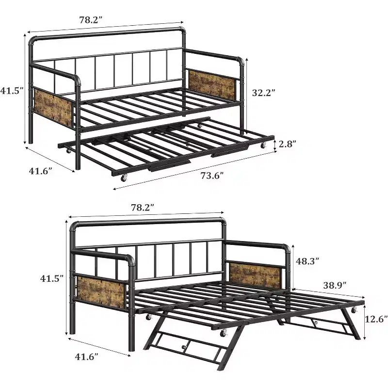 Acekool Twin Daybed with Trundle - Space-Saving Sofa & Guest Bed