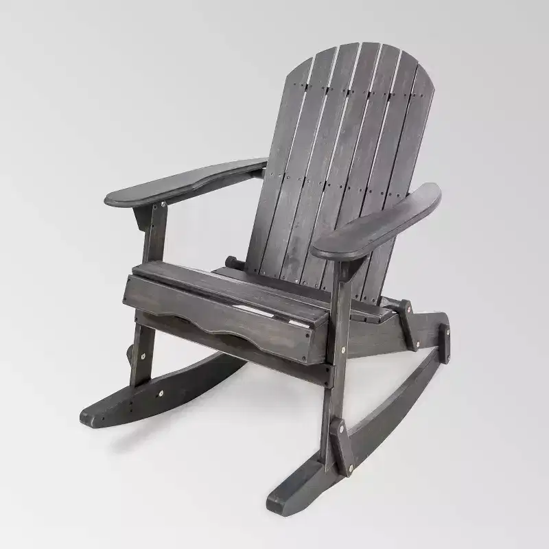 Malibu Acacia Wood Adirondack Rocking Chair Dark Gray - Christopher Knight Home: Weather-Resistant Patio Furniture
