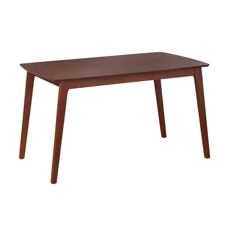 Mid-Century Modern Solid Beechwood Rectangular Dining Table, Walnut, Seats 6