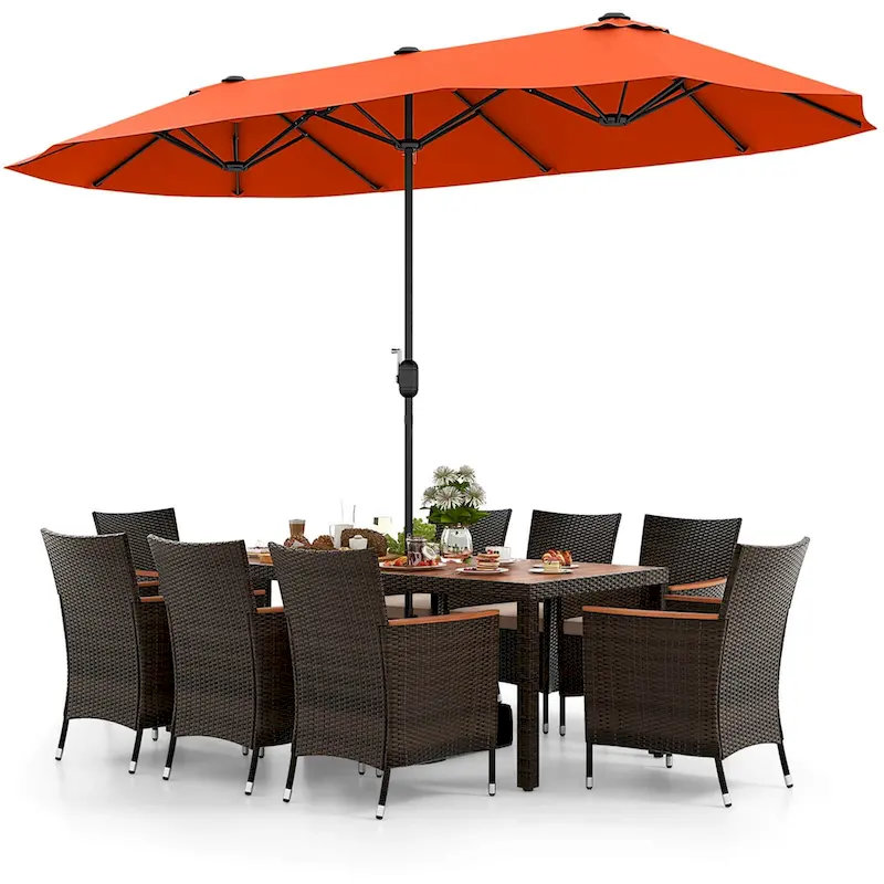 Costway 11 PCS Patio Wicker Dining Set with Double-Sided Outdoor - See Details