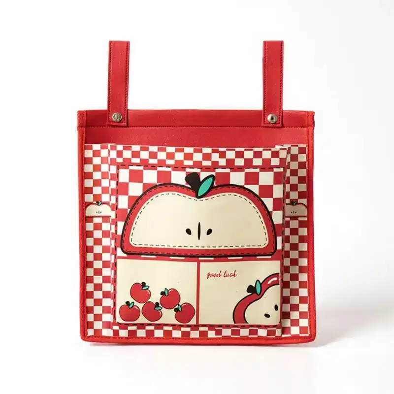 Red/White House Print Hanging Storage Bag with Snap-On Straps, 1-User