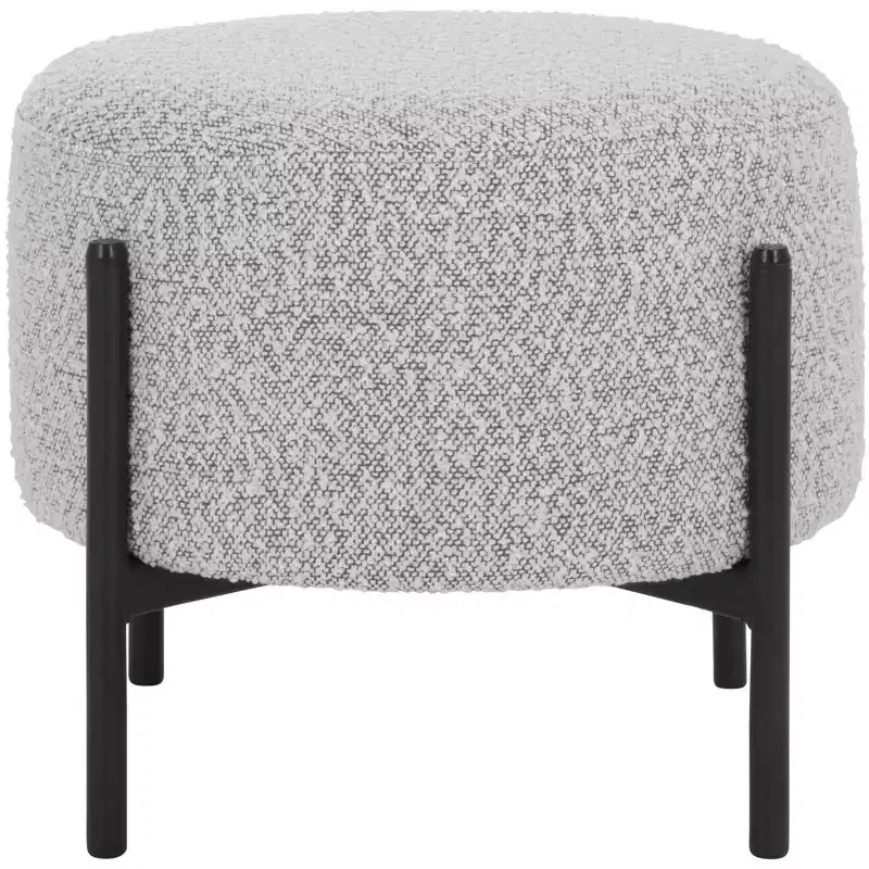 Traditional Padded Ottoman, Plywood and Metal Frame, Cream and Black