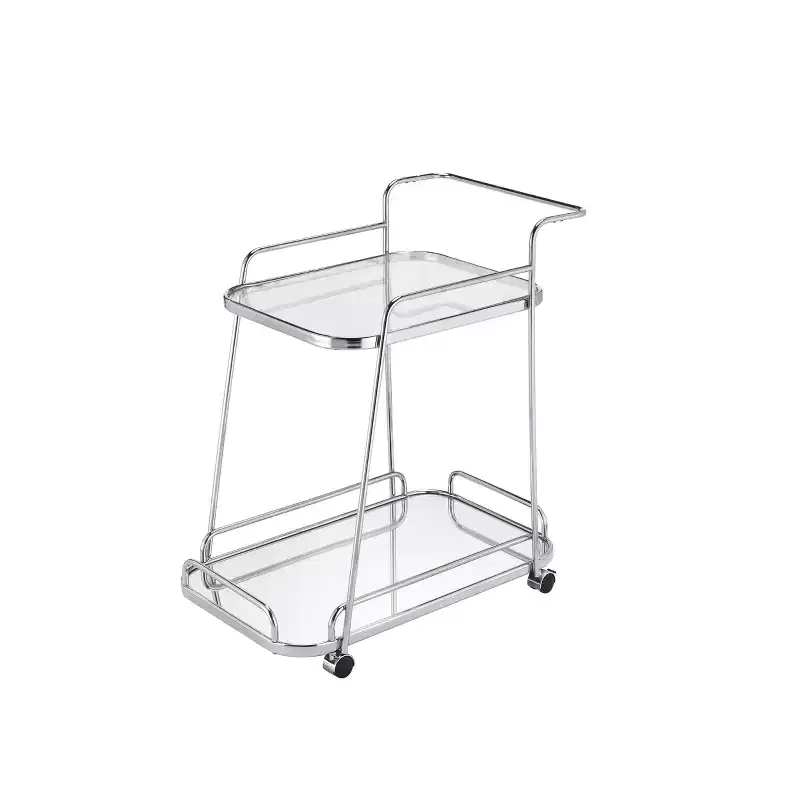 30 Aegis Clear Glass Serving Cart Chrome Finish - Acme Furniture: Beverage & Espresso Cart with Wheels