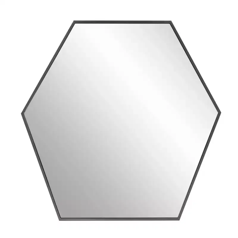 Howard Elliott 30"x30" Hexagonal Shaped Metal Framed Wall Mirror Silver