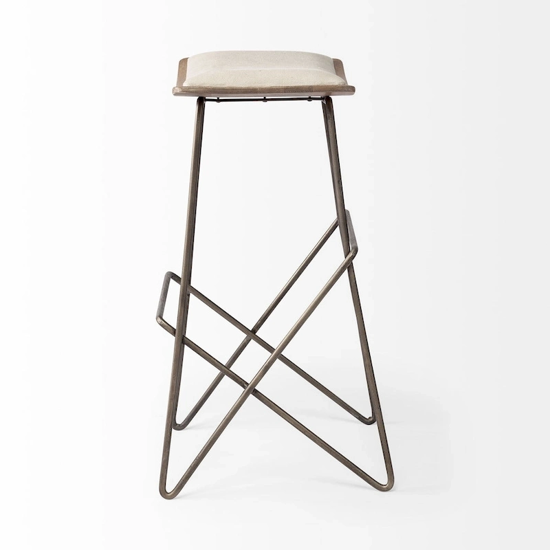 Katniss Cream Fabric Seat with Gold Metal Frame Counter Stool