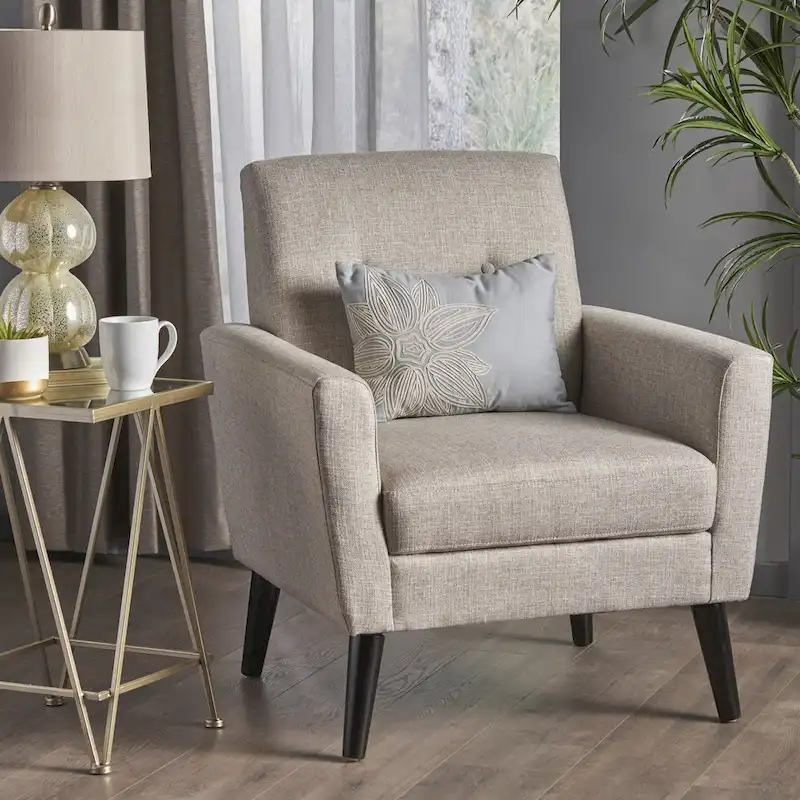 31.1 Upholstered Button Tufted Club Chair with Rubber Legs