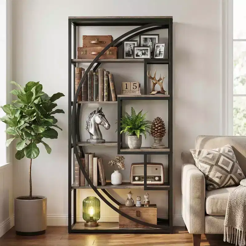 6-Tier Tall Open Storage Bookshelf, Space-Optimizing Display Rack for Home