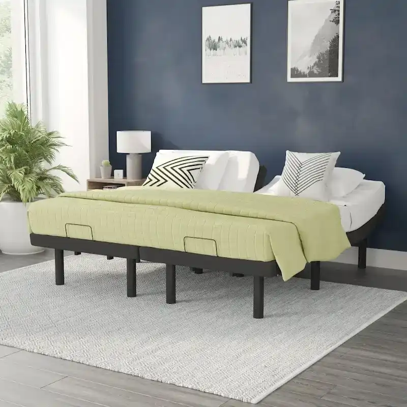 Anti-skid Upholstered Adjustable Bed Base with Wireless Remote